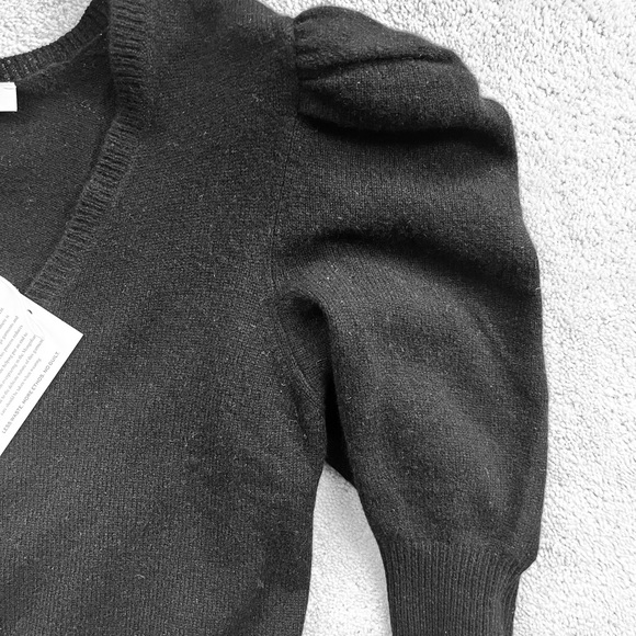 Frame 100% Cashmere Puffed Sleeve Sweater, V Neck - Picture 9 of 9